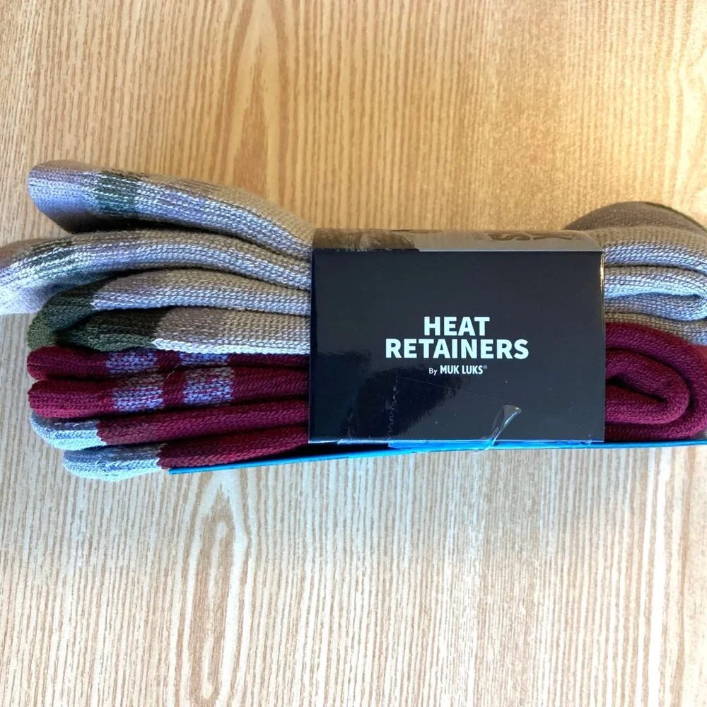 MUK LUKS 2 Pairs Heat Retainers Thermal Hiking Socks 2.4 TOG Men's Size 9-12 NWT